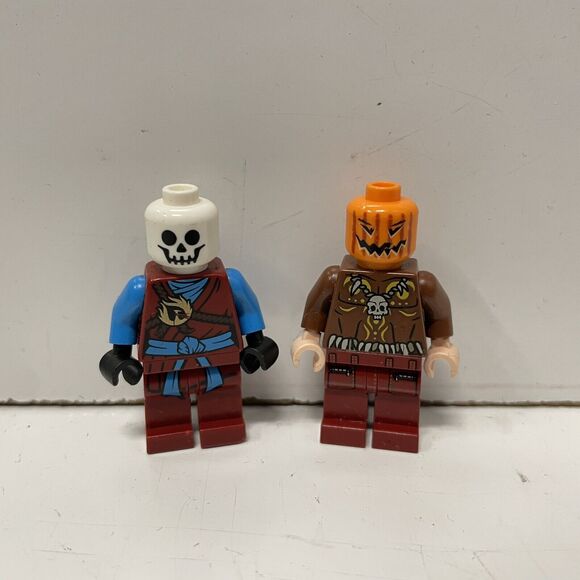 Lego Orange PUMPKIN & SKELETON Minfigure Halloween Scarecrow Jack-O-Lantern - Picture 1 of 2